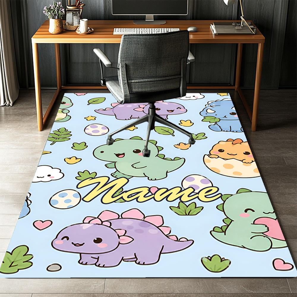 Custom Name Dinosaur Printed Carpet,Rug for Office Chair Living Room Bedroom Kitchen Room Decor Gifts.