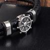 Black Genuine Leather Bracelet for Men Punk Braided Rope Steel Magnetic Button Male Bracelet Jewelry Birthday Gift