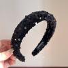 Solid Color Sequins Headband Wide Sponge Hair Band Fashion Wide Hairband  Girl