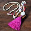 Bohemian Accessories Tassel Sweater Chain Necklace Women's String Wood Bead Long Necklace Jewelry