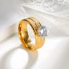 European and American Jewelry Six-prong Zircon Women's Ring Frosted 8MM Wide