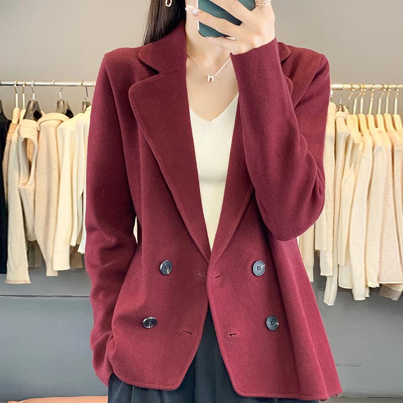 Women's Suit Cardigan Temperament Solid Color Tops Autumn Long Sleeve Fashion Jacket Ageing Casual Chic