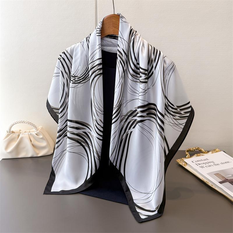 

Geometric Abstract Imitation Silk High-End Printing Large Square Scarf Silk Scarf Shawl Headscarf Neck Protection Scarf Decorative Women S Scarf 90*90cm