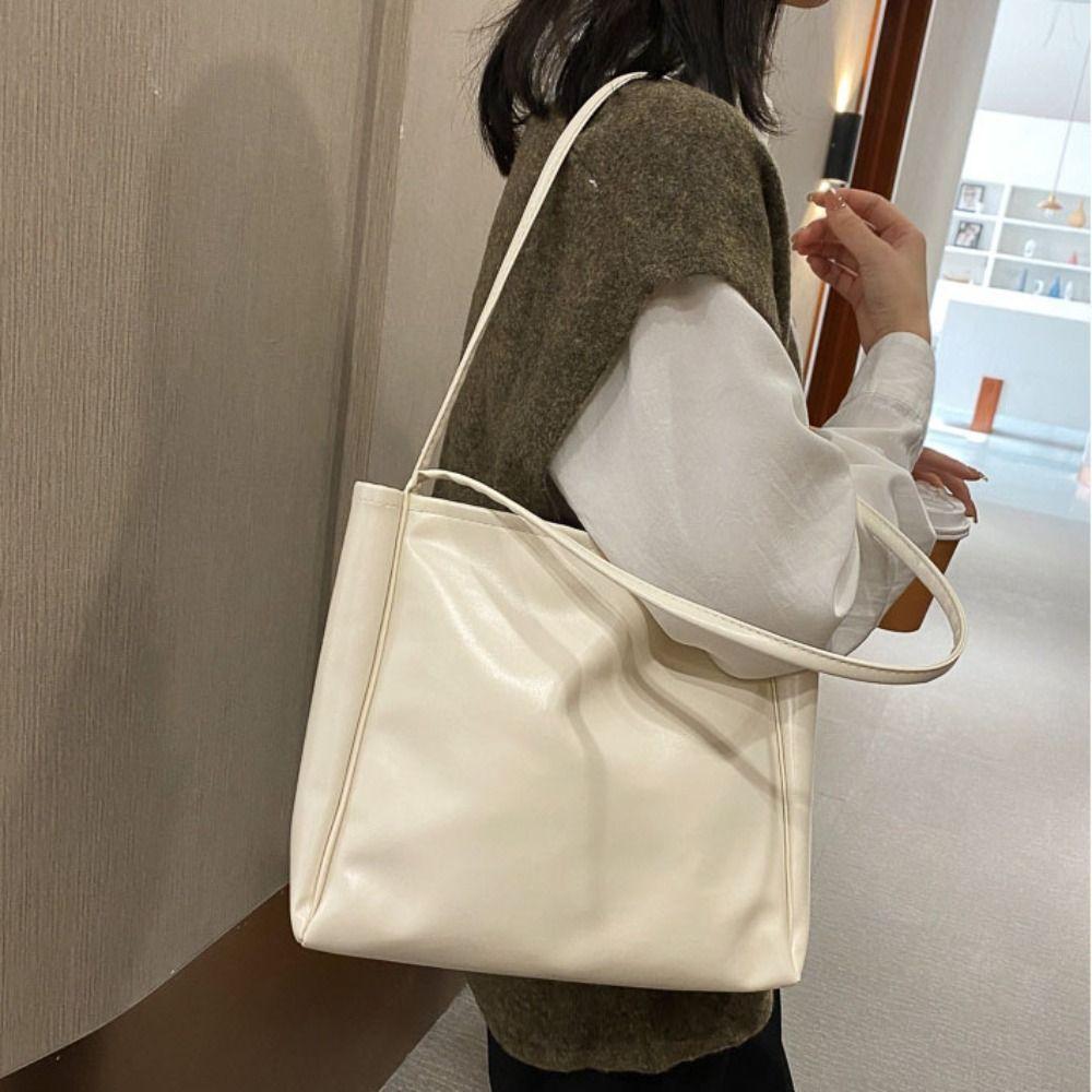 

Korean Style PU Shoulder Bag Handbag Underarm Bag All-match Waterproof Tote Bag Portable белый