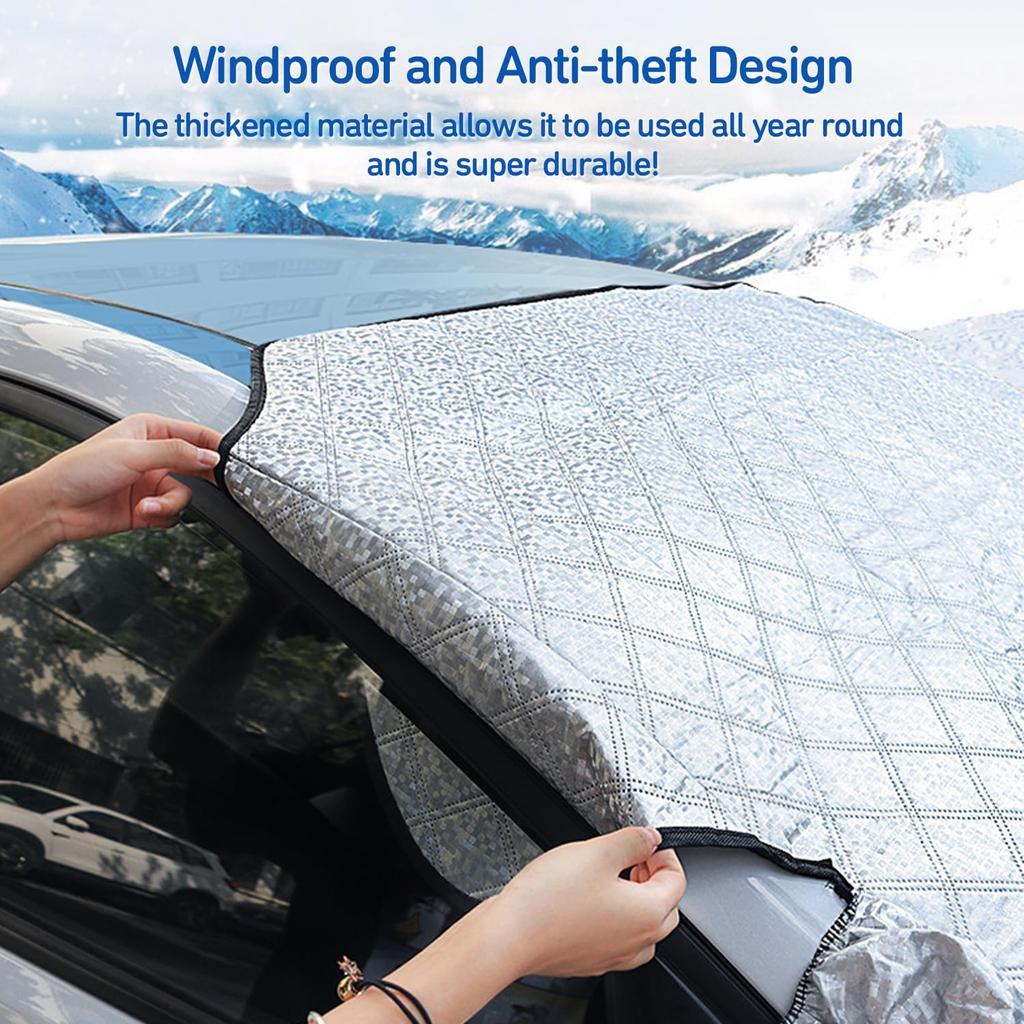 Windshield Cover For Winter Ice/Snow/Frost, Heavy Duty Ultra Thick Protective Windscreen Cover, Snow Ice Frost Dust Water Resistent, Pefect For Car