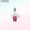 Pink Perfume Bottle Letter Luminous Firefly Tarot Card Jewellery Bead Copper Charm Bead Fits DoItYourself Bracelet