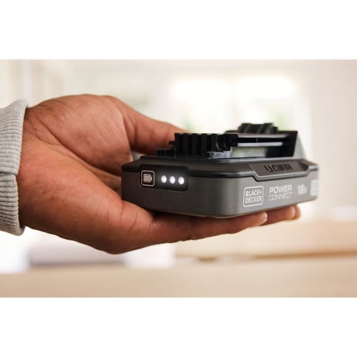 Batterie 18V 2Ah avec indice de charge - BLACK+DECKER - BDL2018S-XJ - Noir