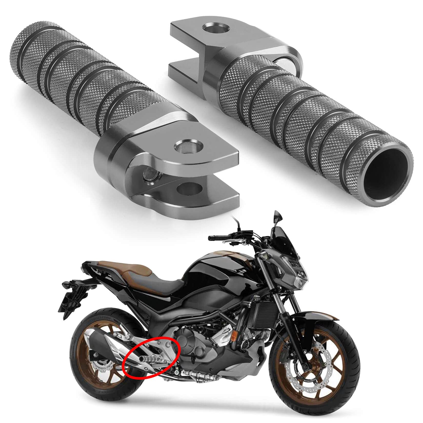 

Motorcycle Front Pedal Footpegs in Silver Tone for Honda Non-Slip