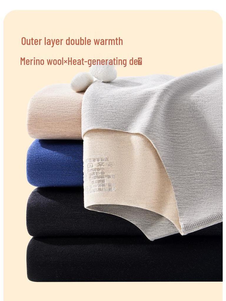 Męski bezszwowy zestaw bielizny antybakteryjnej z podszewką polarową i elastycznym pasem - Czarny (Jesień zima)