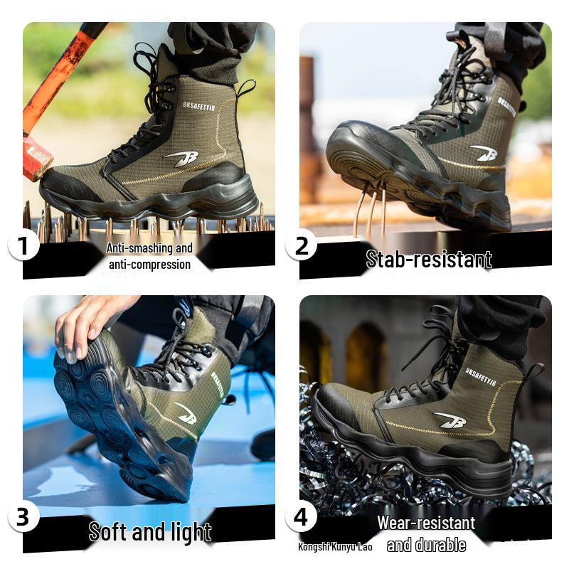 Men's Lightweight Anti-Smash, Anti-Puncture Safety Boots - Comfortable, Breathable, Soft Sole for Long Wear
