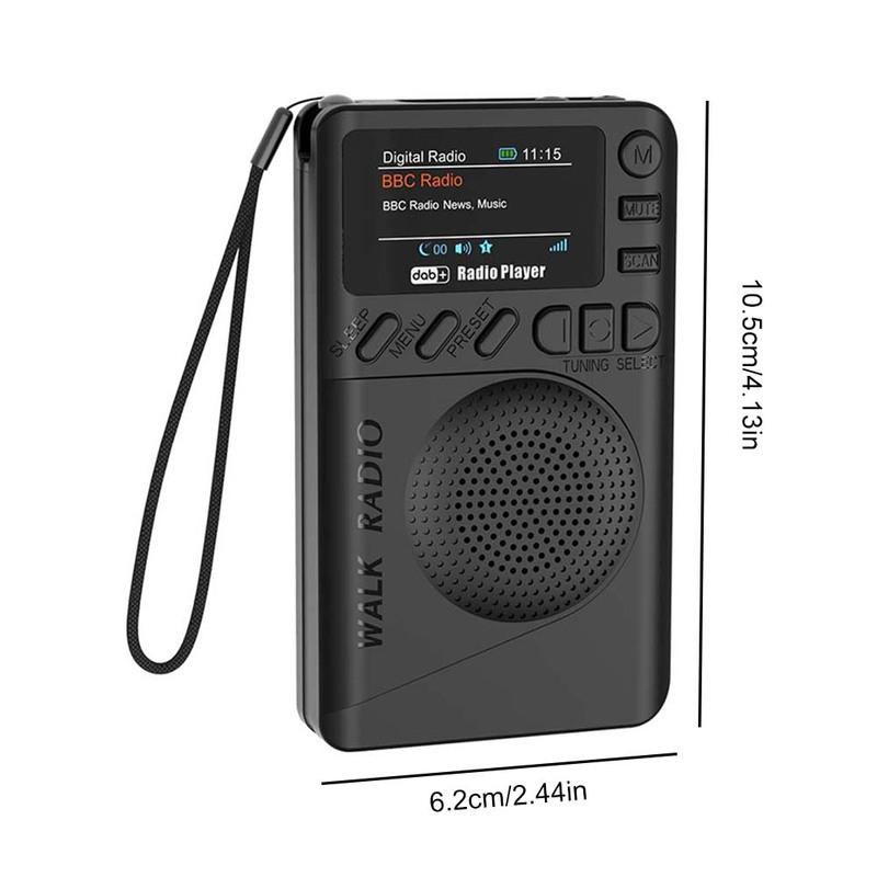 Mini DAB FM Digital Radio with Headphone Jack MP3 Player Rechargeable Color Screen Pocket Radio for Outdoor Camping Hiking