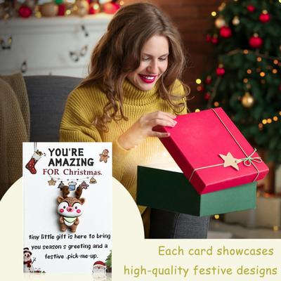 Yousheng 10 Sets Christmas Pocket Hug Gifts Mini Resin Positive Pocket Hug Token with Encouragement Card Emotional Appreciation Gifts for Coworker