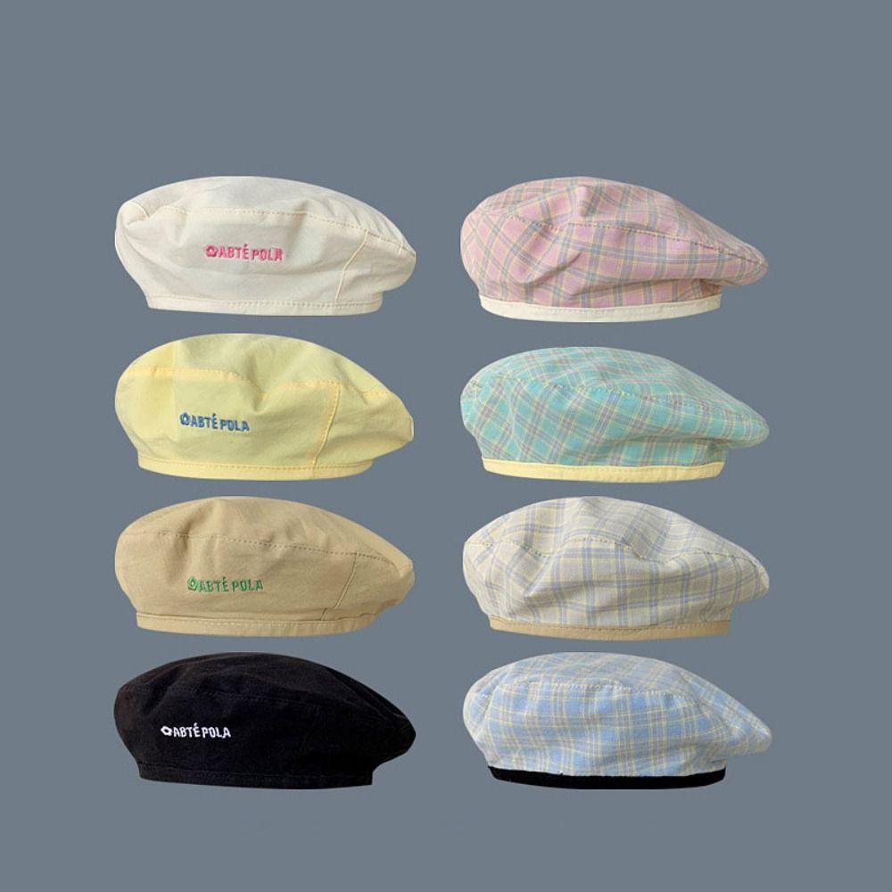 Solid Color Double-sided Beret Flat Octagonal Caps Elegant Women Beanie Hat  Student