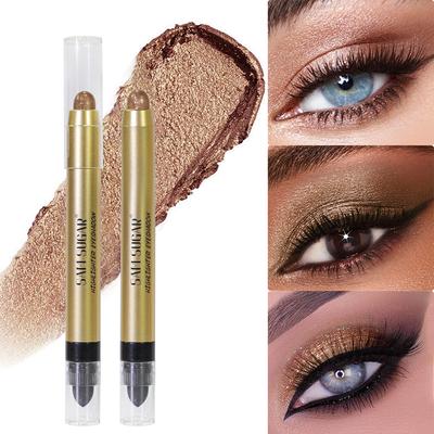 Zwei-in-Eins Metallischer Lidschatten Lippenstift Wasserdichter Make-up-Stift Hohe Farbabgabe Schimmer Matt Doppelseitiger Schönheitsstift