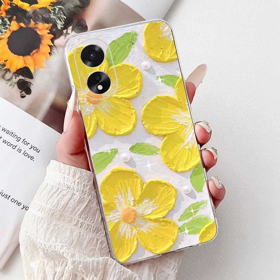 For OPPO A18 A38 CPH2579 CPH2591 Elegant Floral Butterfly Phone Case For Oppo A18 A38 4G Soft Silicone TPU Cases