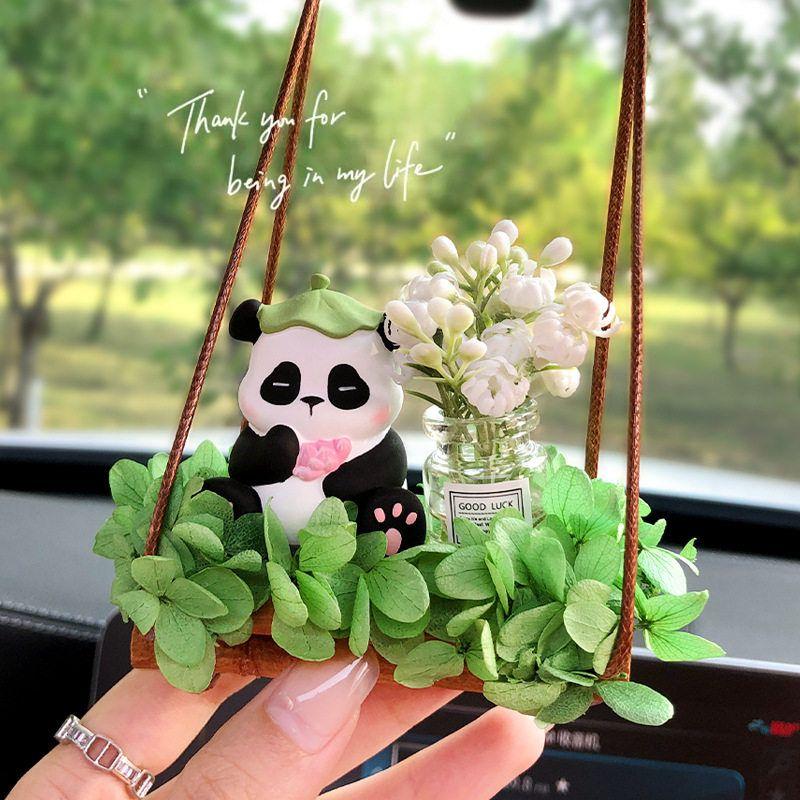 

Car Air Freshener Pendant Panda 2025 New Model High-End Rearview Mirror Car Decoration Ornament Aroma Diffuser Stone Gift [Car Hanger] White Moonlight Heart Calm Panda