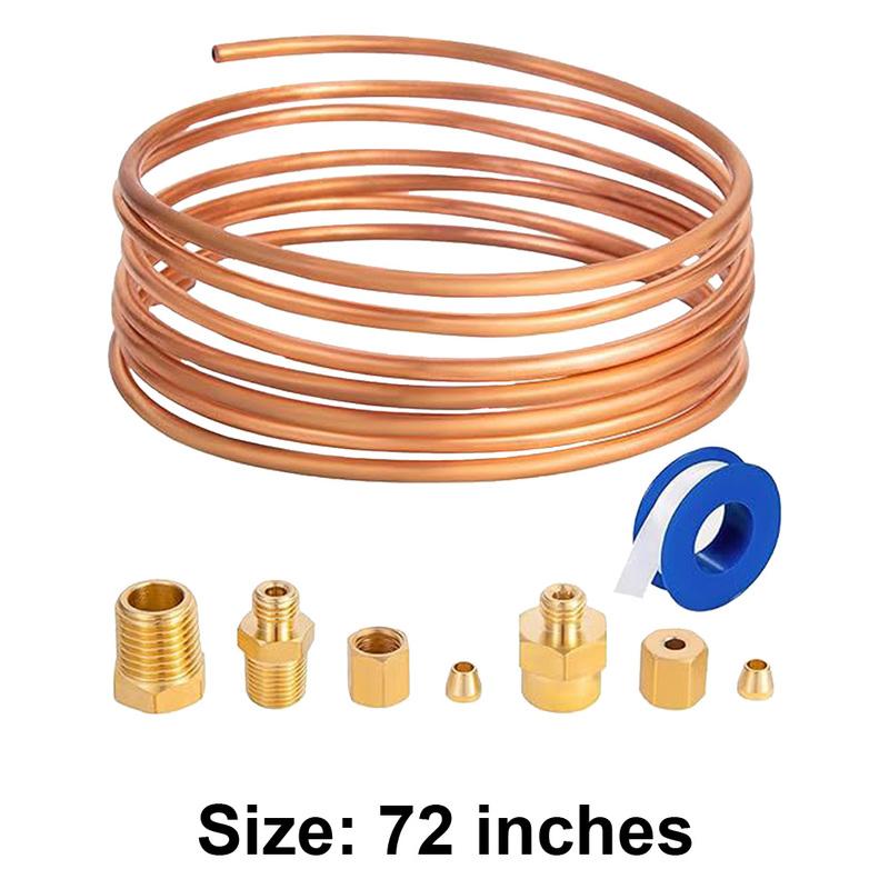 72 Inch Copper Line Tubing Install Kit W/Fittings 1/8 Diameter Copper Mechanical Oil Pressure Gauge Tubing Kit