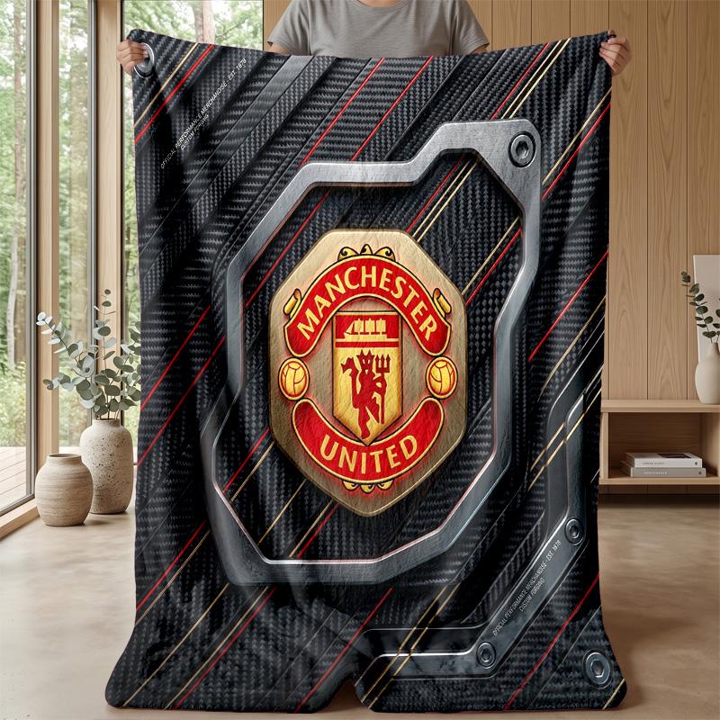 Manchester United Theme Blanket Soft Flannel Blanket Plush Throw Blanket Cozy Sofa Bed Blanket for Home Decor