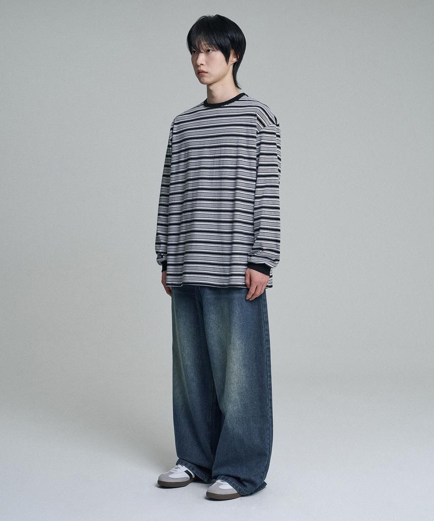 Mubeun Multi-Stripe Long Sleeve T-Shirt Black