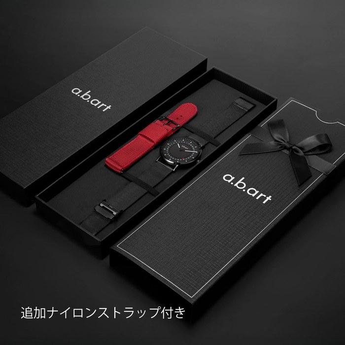 A.b.art Watch Men's Swiss Parts Movement Sapphire Glass Black Dial Stainless Mesh Band Thin Waterproof Analog 41mm Minimal Bauhaus Design