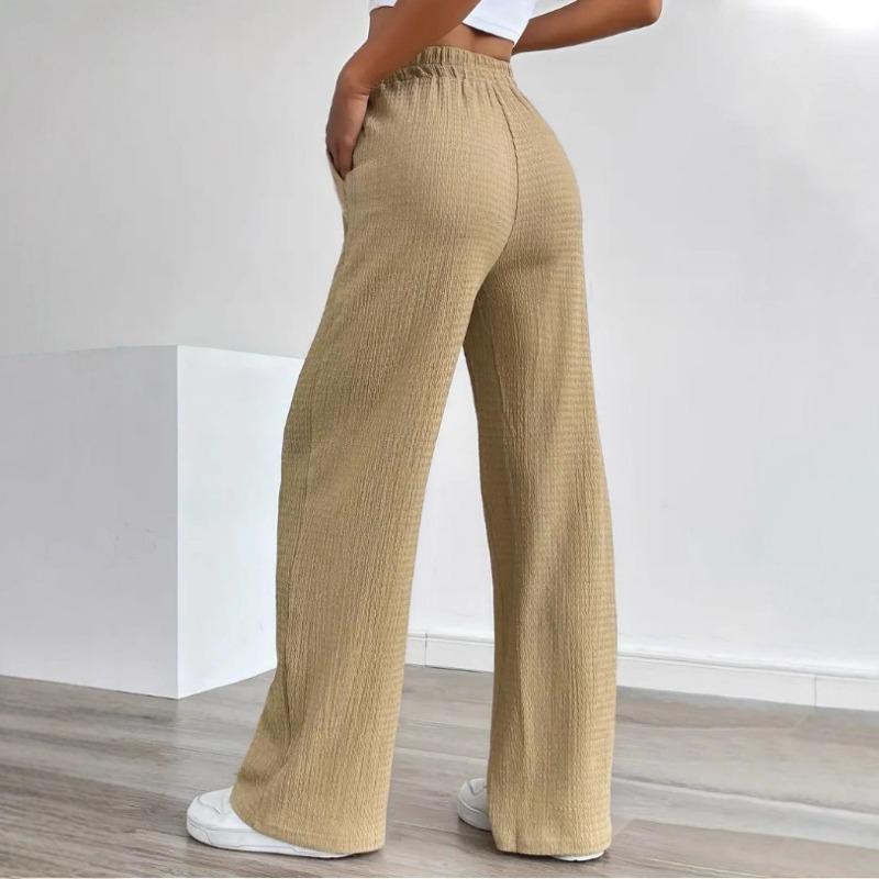 2025 Nová jarní a podzimní móda Dámské jednoduché jednobarevné volné kalhoty středního pasu s kapsami