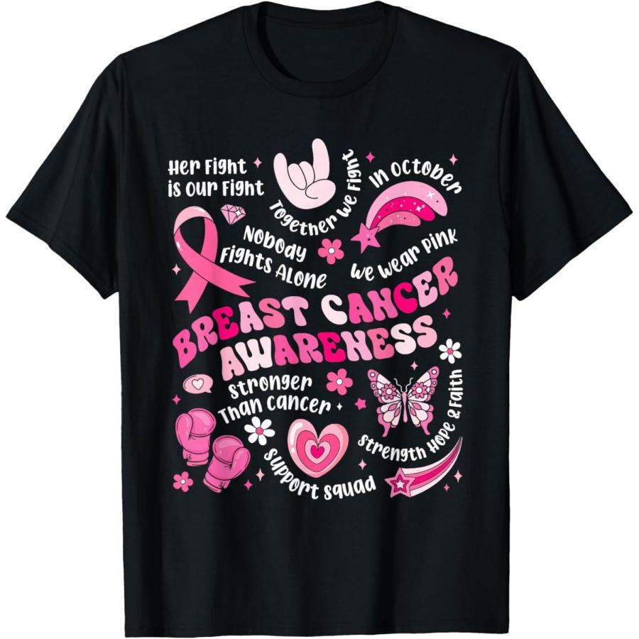 Support Squad Breast Cancer Family Team Pink Ribbon Fighter T-Shirt S