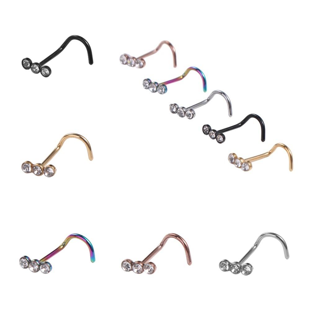 Geometric Zircon Nose Screw Studs Opal Nostril  Goth   Party
