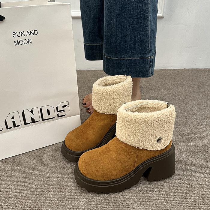 

Women s Fur Mouth Lightweight Thick Sole Winter Insulated Fur One Snow Boots Anti-slip Cushioning Wear-resistant Casual Sports Cotton Boots 40 верблюд