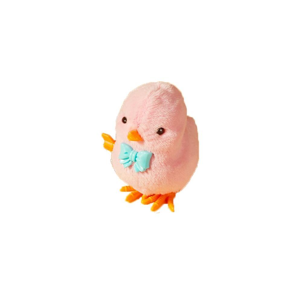 

Walking Plush Chicken Clockwork Toy Bow Tie Wind Up Chicken toy Classic Children pink-bow tie