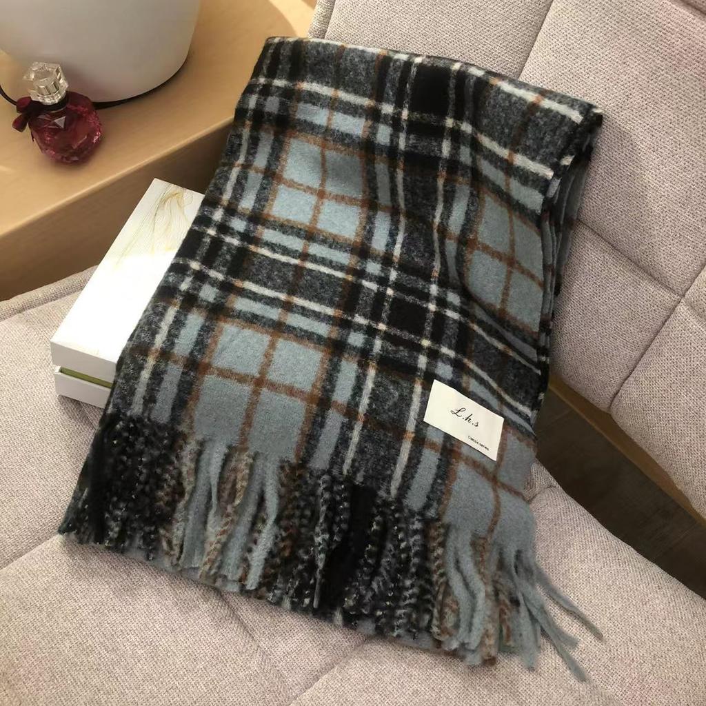 Korean version of the new plaid scarf imitation cashmere fringed shawl autumn and winter couple atmosphere warm and thickened scarf