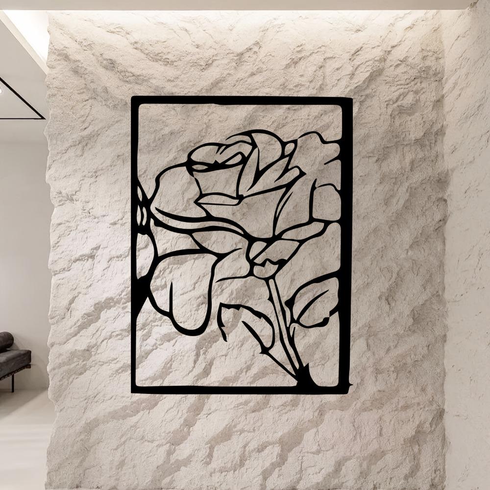 1pc Vintage Floral Wrought Iron Wall Sculpture, Elegant Metal Flower Decor for Living Room Bedroom Wedding Valentine Gift Holiday Housewarming
