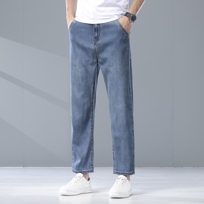 Summer Ice Silk Thin Men's Loose Straight Wide-leg Large-size Jeans