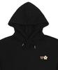 [Unisex] Small Flower Bear Face Embroidered Smile Hoodie_Black