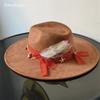 9.5 Cm Wide Brim Suede Hat for Men Women Feather Fedoras Flat Hat Jazz Hat Felt Hat Gentlemen Top Hats Fedora Sombrero Hombre