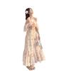Huge good-looking off-the-shoulder lotus leaf sleeve floral dress for women's summer new fairy fluttering suspender long dress