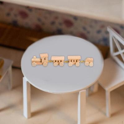 1/12 Dollhouse Mini Drewniany Pociąg Zabawka Miniaturowy Drewniany Model Lokomotywy na Akcesoria