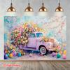 2D Colorful Easter Egg Truck Backdrop for Holiday Celebrations