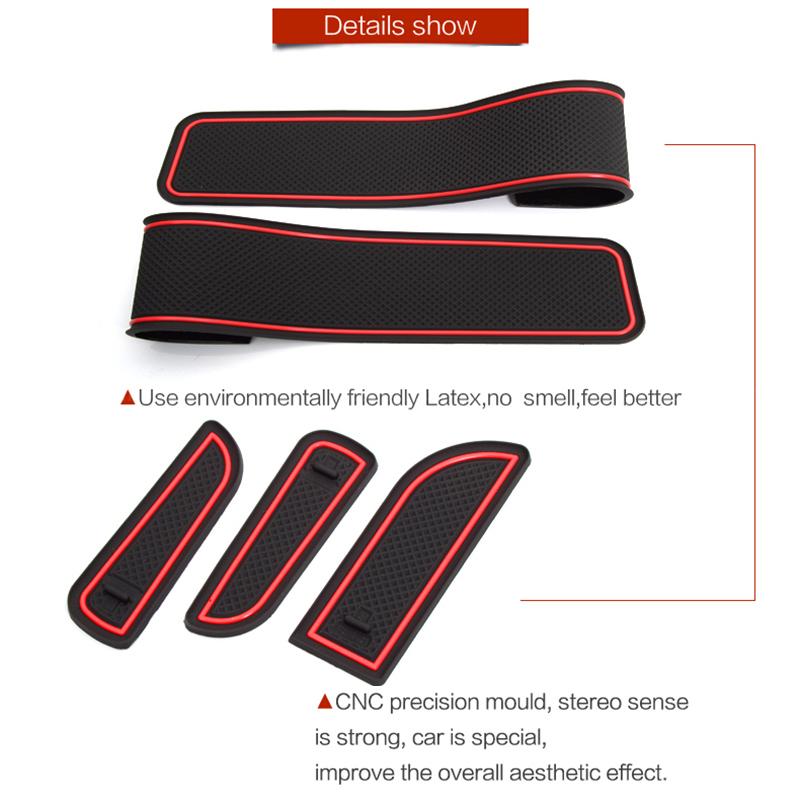 Car Door Groove Mat Anti-slip Cup Mat Rubber Rugs Slot Hole Pad Interior for Nissan Navara NP300 D23 2015 2016 2017 2018