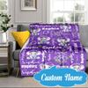 Custom Name Purple Elephant  Blanket bed sofa Blanket Flannel Blanket for Camping, Hiking, Picnic Essentials,gift for Fan family