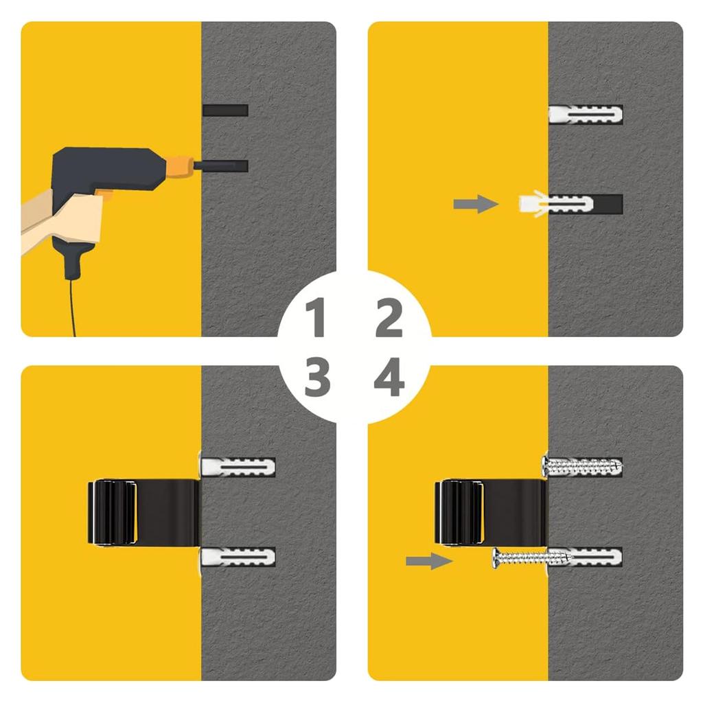 4-Pack Mop and Broom Holder Wall Mount Broom Grippers Holds Self Adhesive No Drilling Broom and Dustpan Hanger for Home
