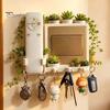 Cârlig comutator decorativ vintage pentru casă, Design economizor de spațiu montat pe perete, Cutie de depozitare cu cârlige durabile pentru haine cu telecomandă, Suport pentru chei pentru living