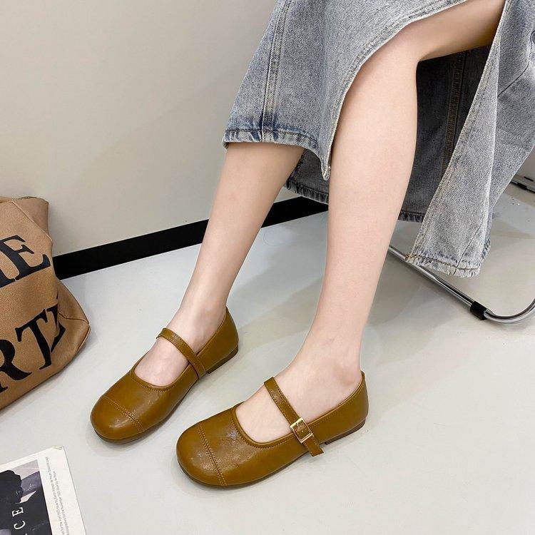 Weiß Runde Kopf Flache Flache Mund der Einzelnen Schuhe Weibliche Sommer Retro Weichen Boden Mary Jane Schuhe