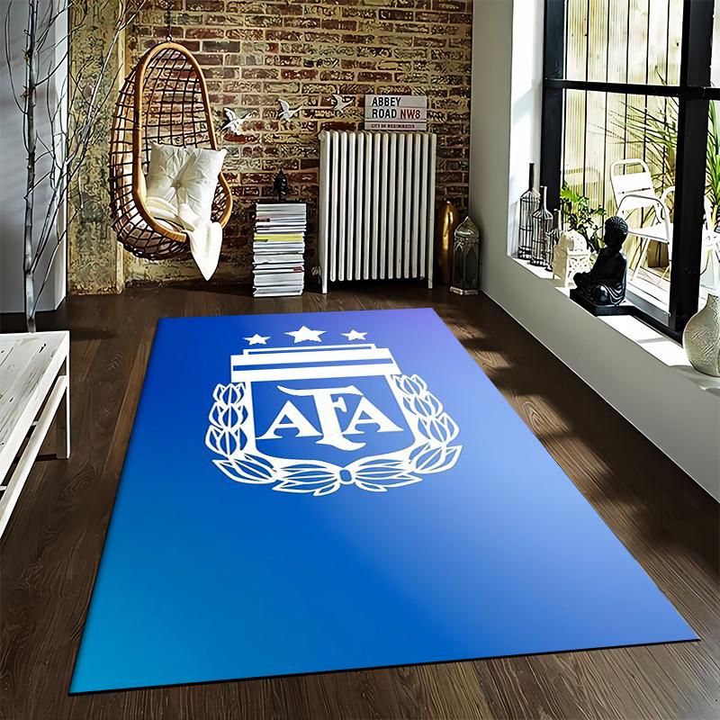 Blue Carpet with AFA Logo, Star Symbols, and Laurel Design Pattern Suitable for Use As an Anti-slip for Living Room Bedroom Sofas