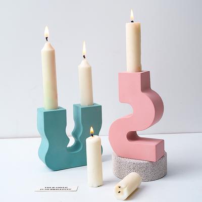 U-Shape S-Shape Irregular Candlestick Siliocne Molds Plaster Epoxy Resin Candle Holder Mould Creative Crafts Dinner Table Decor
