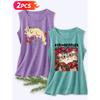 Follow a Specific Direction Two-piece Women's Vest Set Funny Cat Doodle Print Elegant Summer Party Outfits Sleeveless Vest Essential Fashion Items