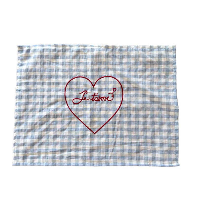 1Pc Photography Props Fresh Sweet Decorative Cloth Originality Cotton Rural Style Checkered Placemat Home Decor Love Embroidery