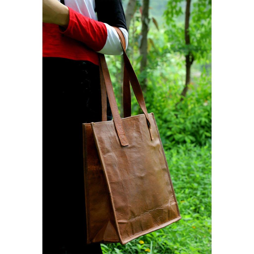 Damen Leder Zehentasche Handtasche braun handgemachte Geldbörse Reisetasche Schultertasche