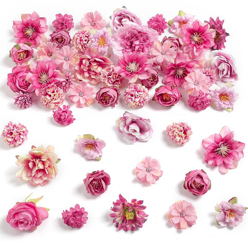 18/21Pcs Multicolor Mixed 5cm Artificial Flowers Silk Rose Fake Flowers for Home Wedding Decor DIY Craft Flower Wall Accessory