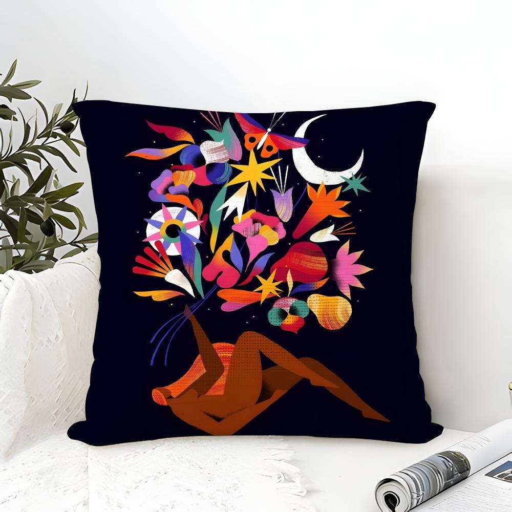 Color Illustrator W-Willian Santiago Art 4 Pillow Case Linen Pillow Case Sofa Home Decor Cushion Cover Cushion Cove