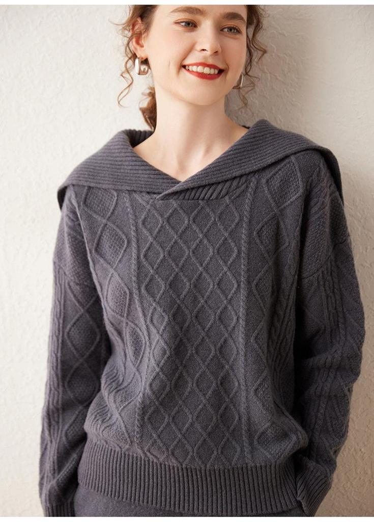 2024 Women's Heavyweight Cashmere Cable Knit Sweater - Thick, Loose Pullover Ideal for Autumn/Winter